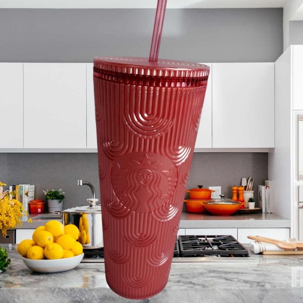 Starbucks 2023 Fall Pink Shimmer Shell Mermaid Scales Cold Cup Tumbler 24 oz